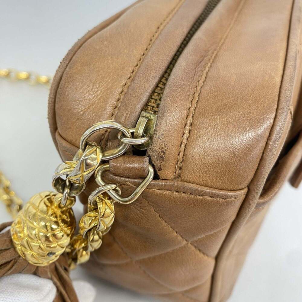 CHANEL Brown Lambskin Leather Shoulder Bag - Picture 8 of 13